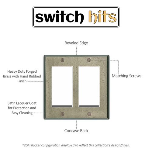 Switch Hits Outlet Cover Plate Receptacle Wall Plate | 1 Duplex Satin Brass Electrical Plug Faceplate | 1 Gang, 2.8" W x 4.6" H (Distressed Antique Pewter, 1 Duplex)