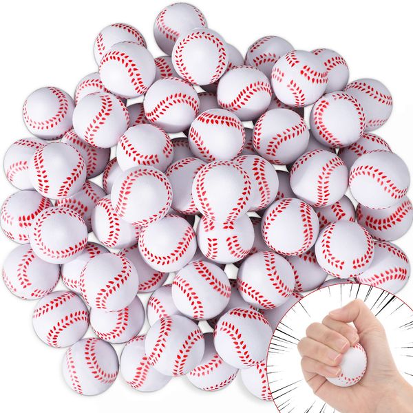 72 Pieces Baseball Stress Balls 1.6 Inch Mini Foam Baseballs Bulk Soft Baseball Party Favors Small Baseball Toys for Teens and Adults Stress Anxiety Relief Sports Theme Party Favors Classroom Rewards