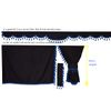 TRUCK CURTAINS FULL SET BLACK WITH BLUE TASSELS
