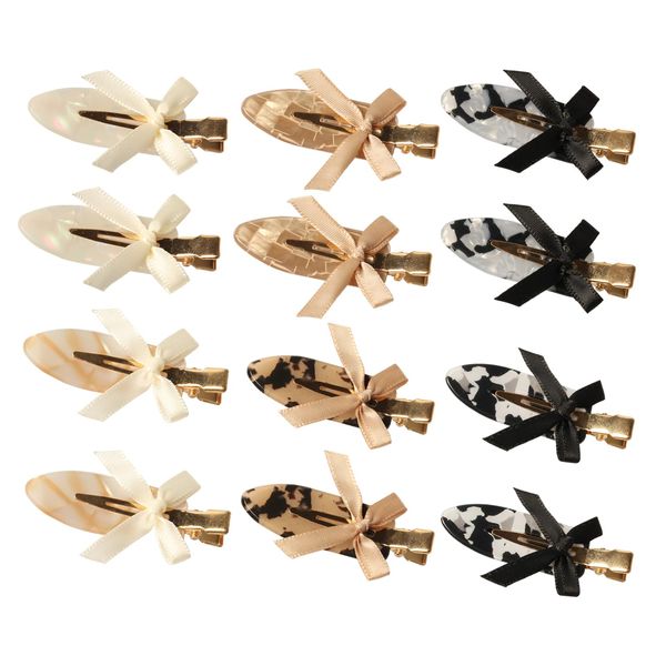 Bow Hair Clips No Crease Hair Clip for Hairstyle Bangs Finger Waves Makeup Application Hairdressing Hairpins Pin Curl Clips Styling Clips for Hair Salon Pack of 12