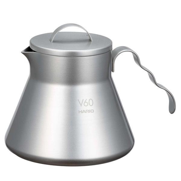 HARIO O-VCSM-50-HSV V60 Metal Coffee Server, 16.9 fl oz (500 ml), Silver