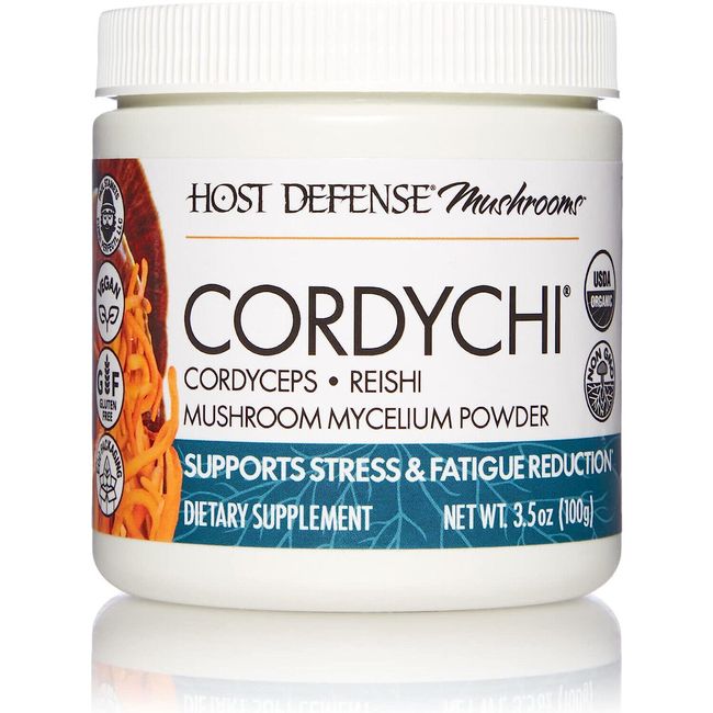 Host Defense,CordyChi Mushroom Powder,Support Stress&Fatigue Reduction,3.5Oz