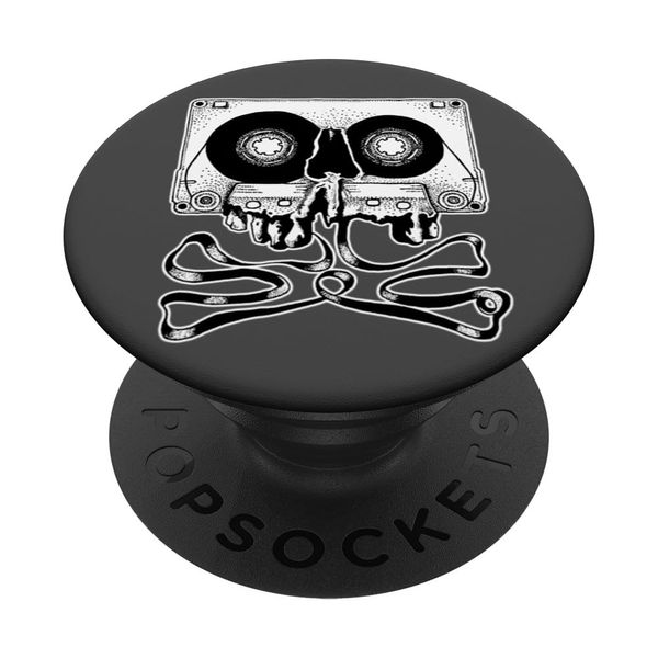 Cassette Tape Skull Blackwork PopSockets Swappable PopGrip
