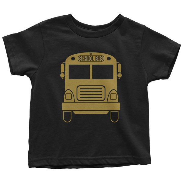 Threadrock Kids Gold School Bus Toddler T-Shirt 3T Black