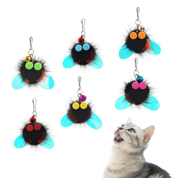 SONGWAY Cat Toy, Cat Toy, Insect Edition, 6 Black Bugs, Replacement Flying Bugs