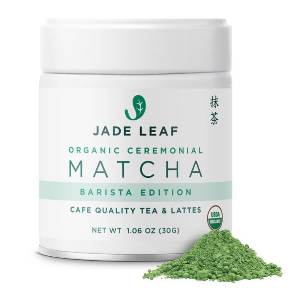 Jade Leaf Matcha Organic Green Tea Powder, Ceremonial Grade, Barista Edition For Cafe Quality Tea & Lattes - Authentically Japanese (1.06 Ounce Tin)