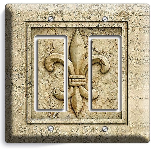 ROYAL FLEUR DE LIS DOUBLE GFI LIGHT SWITCH OUTLET WALL PLATE MEDIEVAL ROOM DECOR