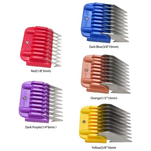 2024 Upgraded Animal Stainless Steel 5 Color Guide Comb Set Fit all Type A5 detachable Blades (Sizes 10/15/30) Clipper Detachable Blade Pet, Dog, Cat, and Horse Clippers