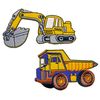 Iron on Patch Embroidered Patches Application Digger and Tip Truck Building Site Construction
