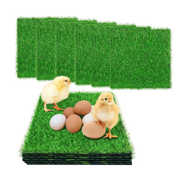 6pcs Chicken Nesting Pads,Artificial Thicken Grass Nesting Box Pads for Chickens,Washable Nesting Pads for Chicken Coop,Nesting Box Liners Bedding for Hen Indoor Outdoor 12"x12"1.2"