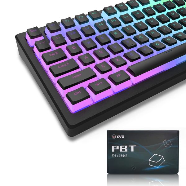 165 Keys Prinkey Caps PBT Key Caps XVX 141 Keys+24 Keys Set Custom Key Caps OEM Profiles Compatible with 60% 65% 75% 100% Keyboard Clear Universal (Black)