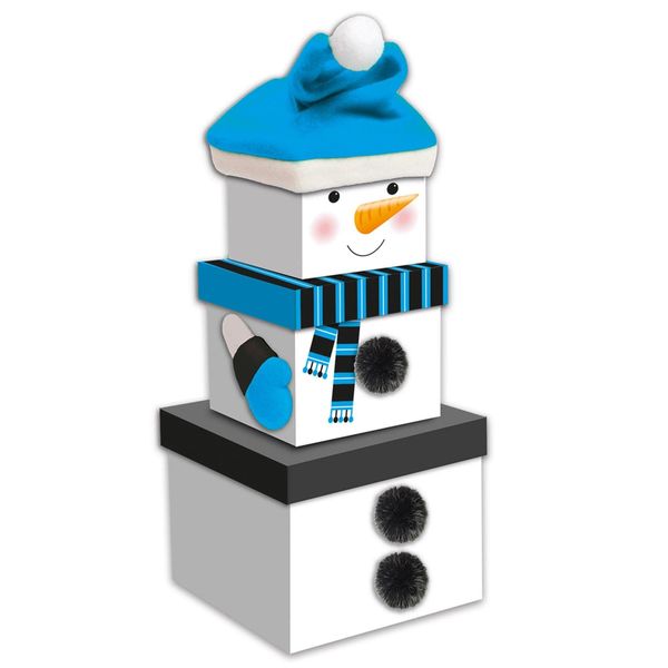 GIFTMAKER Christmas Small 3 Piece Stacking Nested Gift Box Set Snowman Design
