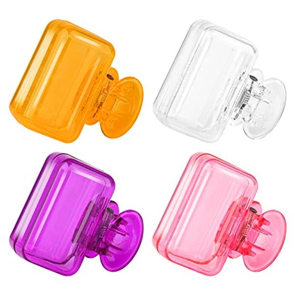 4 Pack Travel Toothbrush Head Covers Toothbrush Protector Cap Brush Pod Case Protective Portable Plastic Clip for Household Travel, Bathroom, Business, Camping, School (Clear, Orange, Purple, Pink)