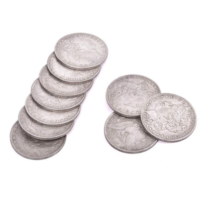 Magic Magic Morgan Dollar Magic Coins, Set of 10, Diameter 1.5 inches (3.8 cm), Thickness 0.08 inches (0.2 cm), Close View Magic Tool, Magic Item, Magic Tricks Tool