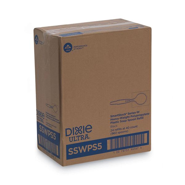 Dixie Sswps5 Smartstock Wrapped Heavy-Weight Cutlery Refill, Soup Spoon, Black, 960/Carton