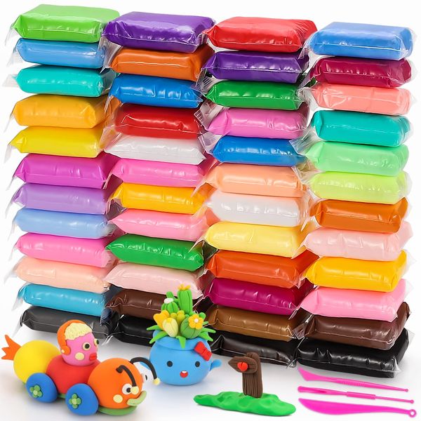 QMAY Air Dry Clay, 48 Colors Ultra Light Modeling Clay Magic Clay, No-Toxic Modeling Clay & Dough, Modeling Clay for Kids with Tools, Gift for Kids