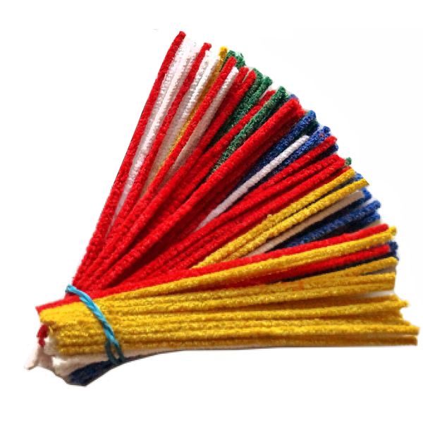 Germanus pipe cleaners, colourful, red, yellow, blue, green, white, chenille wire bending plush for crafts and decorating for children and adults, pack of 100