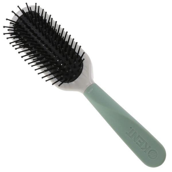 Kent KCR2 "Create" Vented Cushion Paddle Hair Brush for Blowdrying, Root Lift, and Volume in All Hair Types - Vent Brush with Green Ergonomic Handle and Soft Ball Tipped Bristles for Pain Free Use