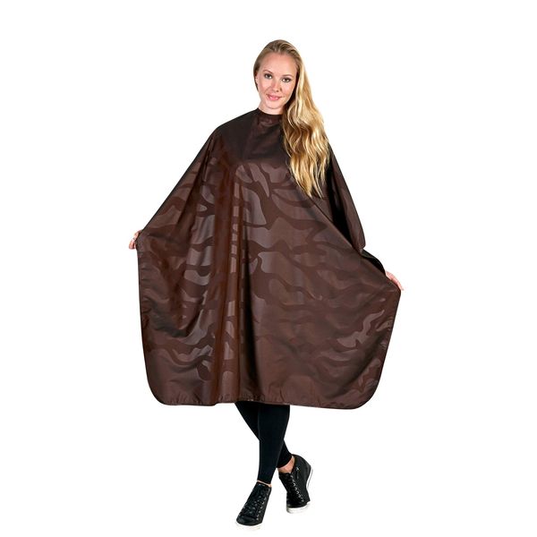 Betty Dain Bleach-proof All Purpose Styling Cape, Material Defends Against Bleach Stains, Color Proof, Chemical Proof, Waterproof, Lightweight Embossed Nylon, Brown