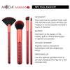 MODA Full Size MWAH! Full Face 5pc Makeup Brush Set with Pouch, Includes - Buffer, Highlighter, Angle Shader, and Precision Lip Brushes, Red