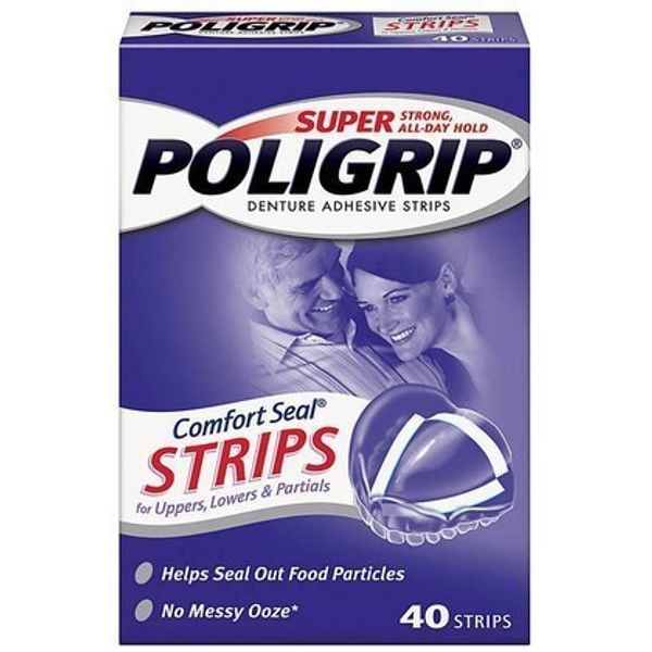 Super Poligrip Denture Adhesive Comfort Seal Strips-40 ct (Pack of 3)