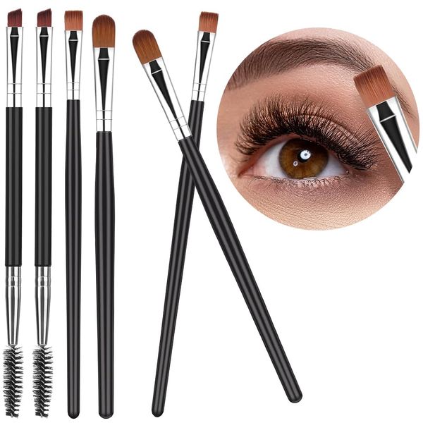 Angled Eye Brow Brush Set - 6PCS Augenbrauenpinsel Eyeliner Make-up Pinsel Lidschatten Pinsel Doppelseitiger Make-up Pinsel Augenbrauen Wimpernkamm Kleiner Shader für Frauen