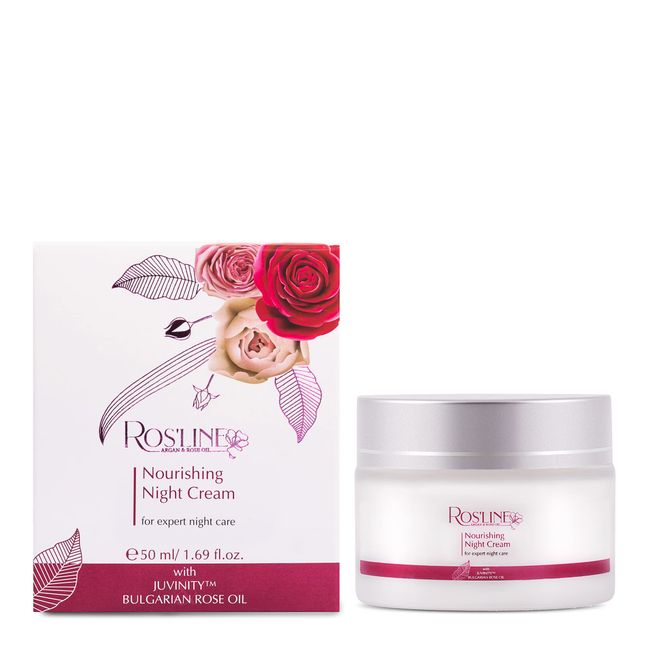 Ros'Line regenerierende nachtcreme - gesichtscreme für intensive Feuchtigkeit mit Rosenwasser, Rosenöl und Arganöl für alle Hauttypen, Revitalisierende Creme für Frauen 50ml