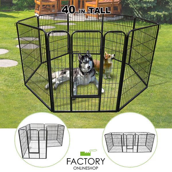 40 Inch 8 Panel Heavy Duty Metal Pet Dog Playpen Kennel Exercise Fence Cage