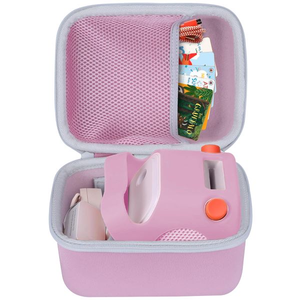 Lebakort Hard Case Compatible with Yoto Player Kids Bluetooth Speaker Kids Audio Music Children Player Audiobook Cards Radio (Pink + Off White Case)