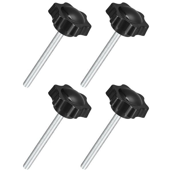 uxcell Set of 4 M6 x 60mm Star Knobs Plastic Hexagon Clamping Knob Screws Replacement Knobs for Hand Tightening Umbrella Base Replacement Knobs