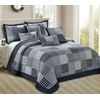 3 PCS Patchwork Bedspread Quilted Bed Throw Single Double King Size Bedding Set (Check Decor, Super King Size Bedspread Set)