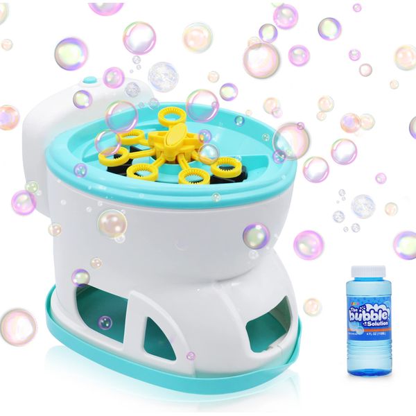 JOYIN Bubble Machine Automatic Bubble Gun Blower Blaster Toilet with 4oz Bubble Solution for Kids, Bubble Blower for Bubble Party Favors, Summer Toy, Birthday, Outdoor & Indoor Activity, Easter