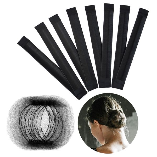 STYLER 4 Pcs Black Magic Bun Makers with 5 Pcs Black Hair Nets for Woman Professional Hair Bun Maker-Donut Hair Hair Bun Maker for Ballet Bun Maker-Easy Bun Hair Tool-Kids Ballerina Bun