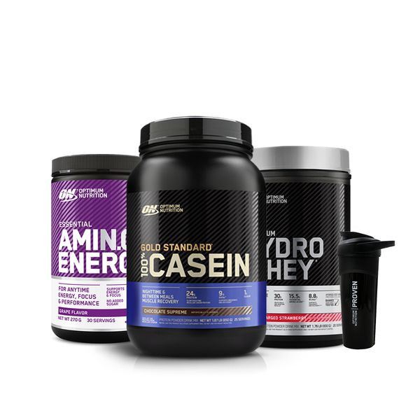 [+Shaker] ON Platinum Hydro Whey 800g Strawberry + ON Gold Standard Casein 850g Chocolate + ON Amino Energy 270g Grape