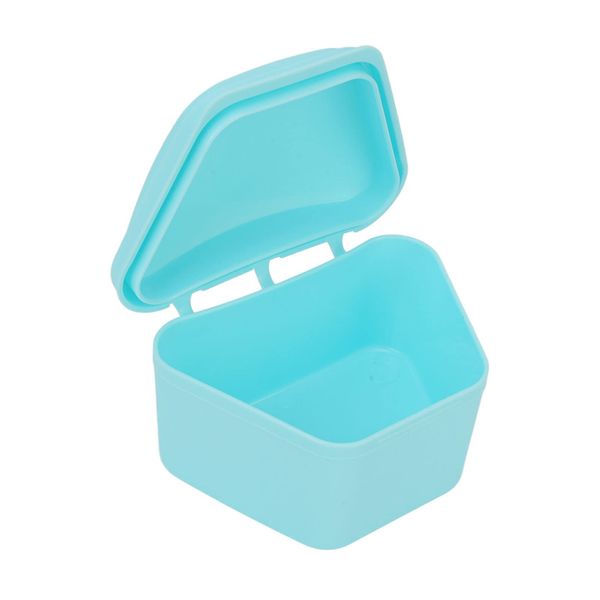 Trapezoid Retainer Case, Mouth Guard Cases, Denture Case Partial Tooth Case Denture Box Denture Storage Boxes, Travel Portable Denture Bath Box for Home Office Blue