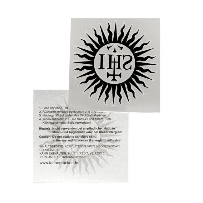 2 x IHS Tattoo in schwarz - Iesus Hominum Salvator - Temporary Haut Tattoo (2)