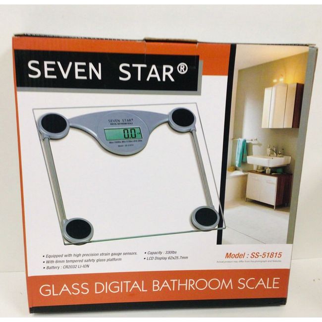 Seven Star SS-51815 Glass Digital Bathroom Scale Capacity 330LBS LCD Display NEW