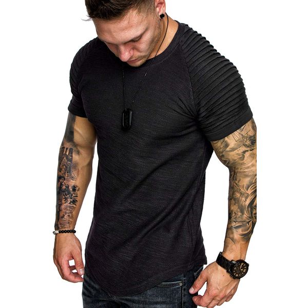 COOFANDY Men's Gym Shirts Fitted Fitness Tee Bodybuilding Workout T-Shirt Black L