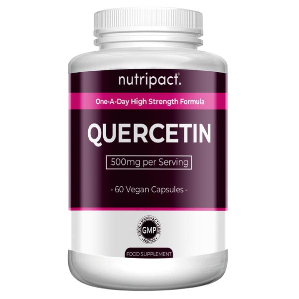 Quercetin 500mg - High Strength Antioxidant Immune Support Pure Quercetin Supplement, One a Day Formula – Easy to Swallow - 60 Vegan Capsules - 2 Month Supply - Made by Nutripact