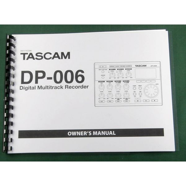 Tascam DP-006 Owner's Manual: Comb Bound with Protective Covers!