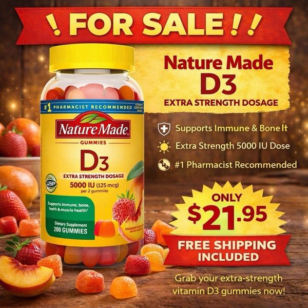 Nature Made Extra Strength Vitamin D3 125 mcg, 200 Gummies