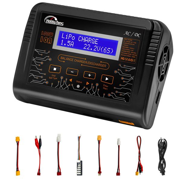 Hobby Fans Lipo Battery Charger, 1S-6S RC Car Charger 150W Lipo Charger 10A Balance Charger Fast Charge Discharge Smart Charger for LiPo/Li-ion/Life Battery(1-6s) NiMH/NiCd (1-15s) RC Battery Charger