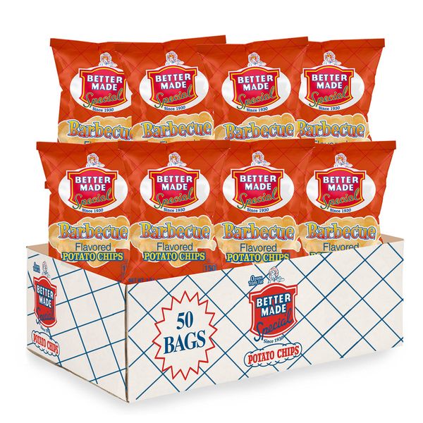 Better Made Special Potato Chips (BBQ) - 50 Pack - 50 x 1 oz. Bags - Crunchy, Individual Snacks Made from Fresh Potatoes - Family Owned and Operated