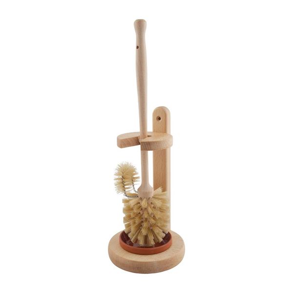 Redecker Natural Toilet Brush Toilet Brush Set (Pig Hair with Edge Cleaner, Soft)