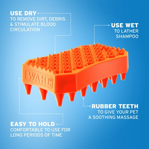 Wahl Pet Sheddy Brush, Short-haired Dog Brush, Rubber Grooming Brush, Bath Brush for Pets, Animal Grooming Tool, Easy Clean Pet Brush, Brushes for Cats and Dogs, Shampoo Brush