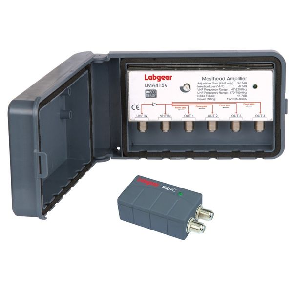 Labgear KIT415V-LTE Masthead 4-way Amplifier With Power Supply