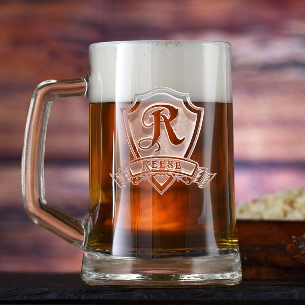 Personalized Monogram Beer Mugs, Best Groomsmen Gift, Single Glass