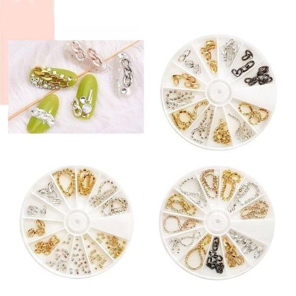 [Shinsegae Mall] Nail Art Stone Chain Parts 12p Set 3 Types (W8FA451)