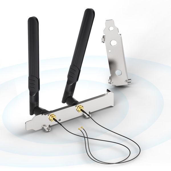 Bingfu Dual Band WiFi Antenna 2.4GHz 5.8GHz 8dBi RP-SMA Male Aerial + 25cm U.FL IPX IPEX MHF4 to RP-SMA Female Extension Cable + PCI Slot Cover for M.2 NGFF Intel Wireless Network Card WiFi Adapter