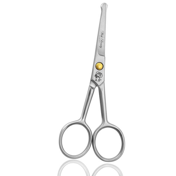 wishbeauty Hairdressing Scissors Kids Safety Round Tips and Curved Hair Scissors Children Haircut Scissors Hair Trimming Scissors Professional Salon Barber Scissors for Baby (Silver 4.5" Scissors)